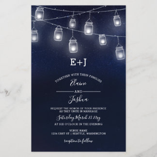 Budget Evening Mason Jars Wedding Invitations