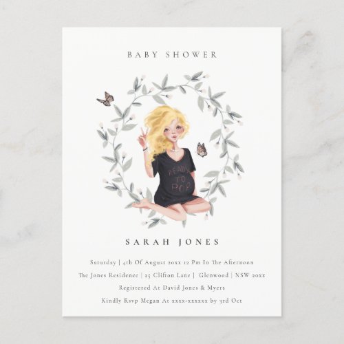 Budget Expectant Women Foliage Baby Shower Postcard