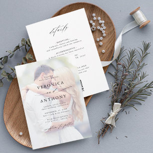 Budget Faded Photo Wedding All In One  Invitation