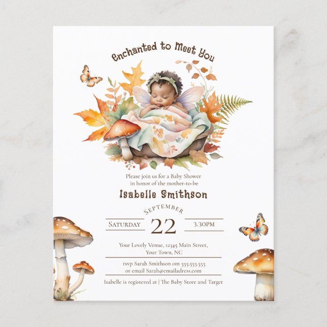 Budget Fairy Baby Autumn  Woodland Baby Shower  (Front)