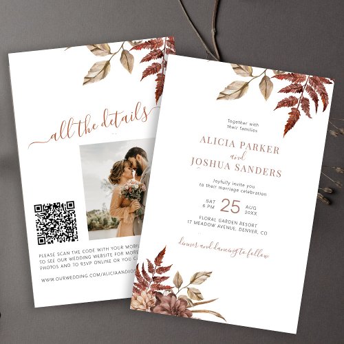 Budget fall all in one QR wedding invitation