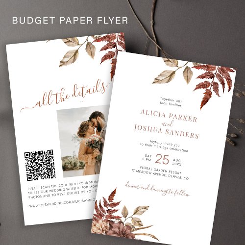 Budget fall all in one QR wedding invitation Flyer