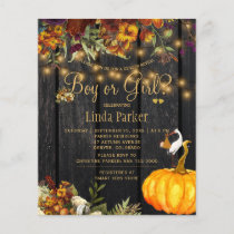 Budget fall baby shower gender reveal invitation