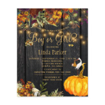 Budget fall baby shower gender reveal invitation flyer