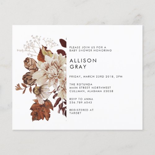 Budget Fall Baby Shower Invitation Flyer