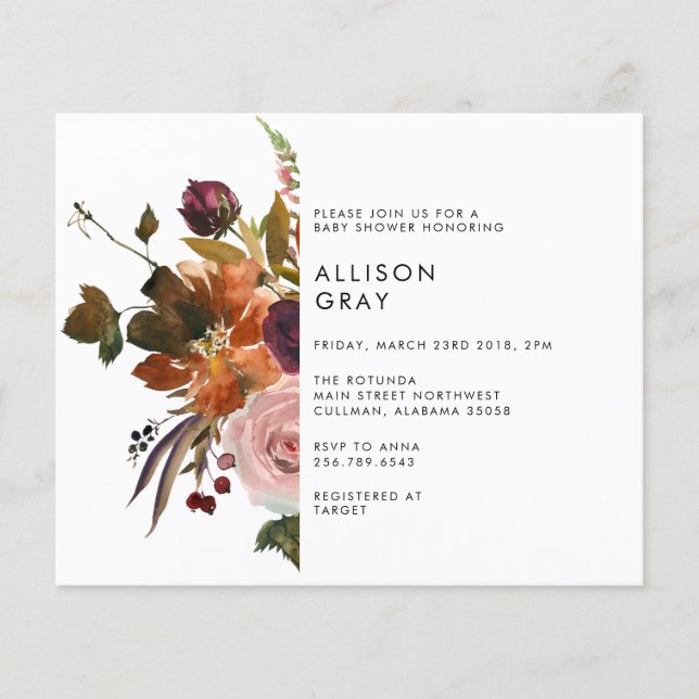 Budget Fall Baby Shower Invitation Flyer (Front)