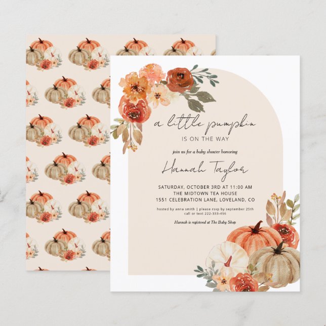 Budget Fall Baby Shower Little Pumpkin Invitation (Front/Back)