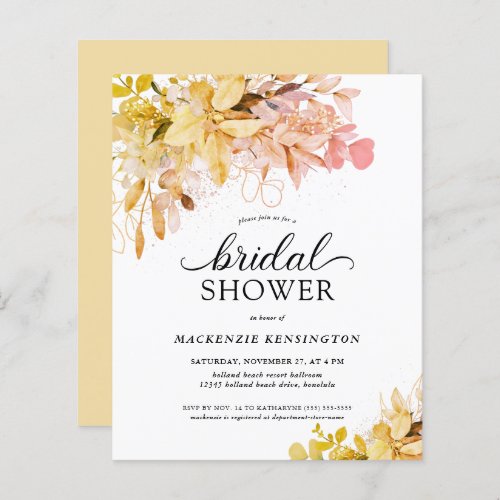 BUDGET Fall Blush Yellow Floral Bridal Shower