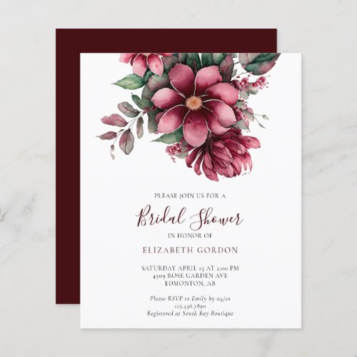 Budget Fall Burgundy Floral Bridal Shower 