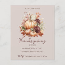 Budget Fall Floral Pumpkins Thanksgiving Invite