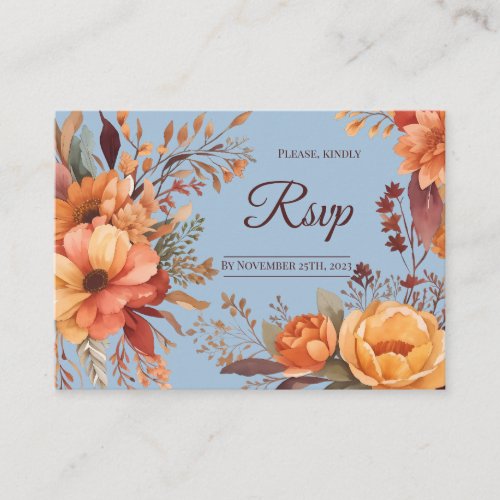 Budget Fall Floral Traditional Rsvp Wedding Enclosure Card