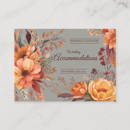 Budget Fall Floral Wedding Accommodations  Enclosure Card