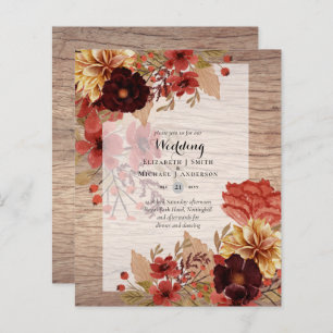 BUDGET FALL Floral Wedding Invitations - Dusky