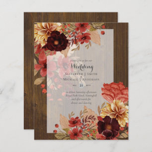 BUDGET FALL Floral Wedding Invitations - Dusky