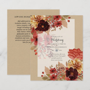 BUDGET FALL Floral Wedding Invitations - Dusky