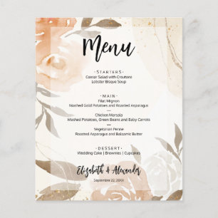 Budget Fall Floral Wedding Menu Flyer