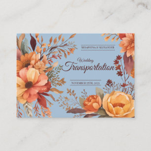 Budget Fall Floral Wedding Transportation Enclosure Card
