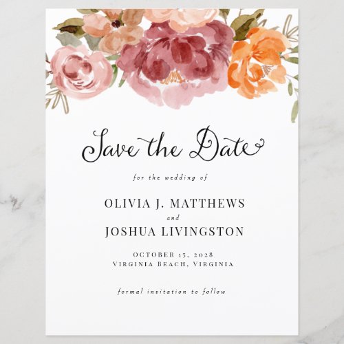 Budget Fall Flowers Boho Wedding Save The Date 