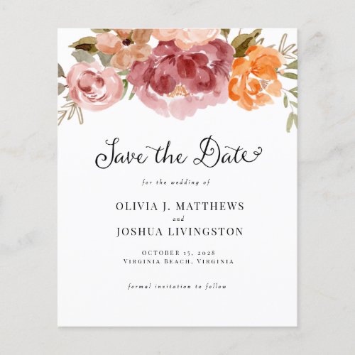 Budget Fall Flowers Boho Wedding Save The Date 