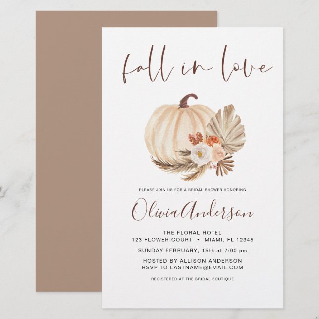 Budget Fall in Love Bridal Shower Terracotta (Front/Back)