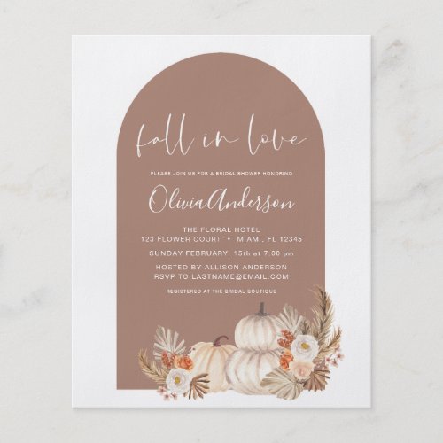 Budget Fall in Love Bridal Shower White Pumpkins Flyer