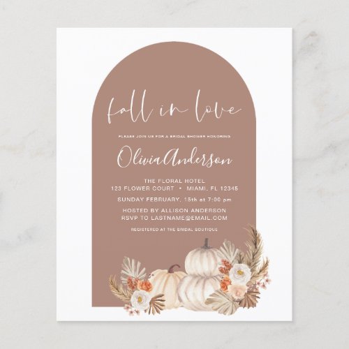 Budget Fall in Love Bridal Shower White Pumpkins Flyer