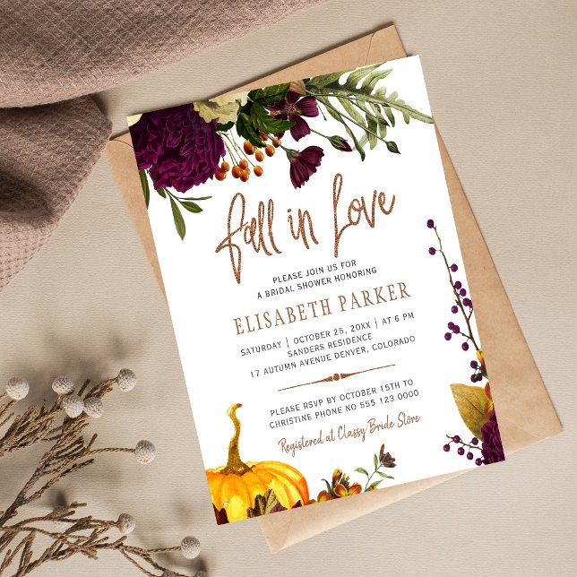 Budget fall in love chic bridal shower invitation (Creator Uploaded)