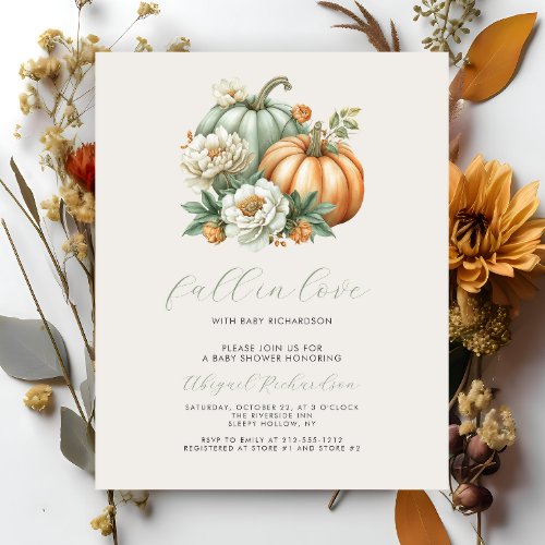 Budget Fall in Love Floral Pumpkin Baby Shower