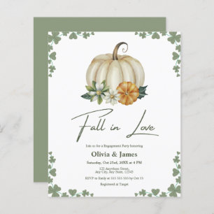 Budget Fall in Love Green Engagement Party Invite