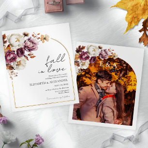 Budget fall in love Photo Wedding Invitation