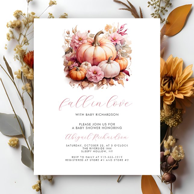 Budget Fall in Love Pink Pumpkins Girl Baby Shower (Creator Uploaded)