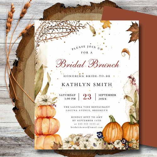 Budget Fall In Love Pumpkin Autumn Bridal Brunch Flyer