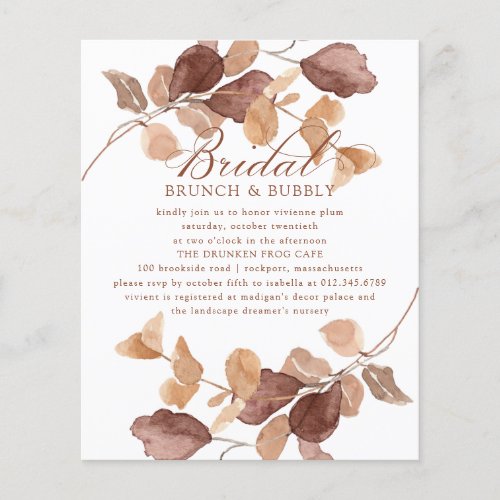 BUDGET Fall Leaves Bridal Brunch Bubbly Invite
