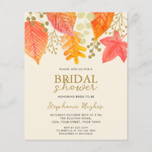 Budget Fall Leaves Bridal Shower Invitation