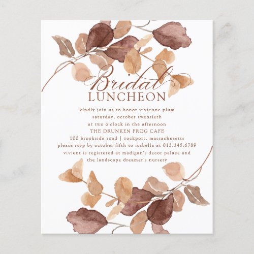 BUDGET Fall Leaves Bridal Shower Luncheon Invite