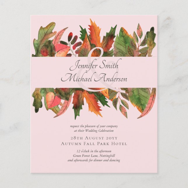 BUDGET Fall Leaves Wedding Flyer (Front)