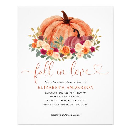 Budget Fall Love Terracotta Pumpkin Bridal Shower Flyer