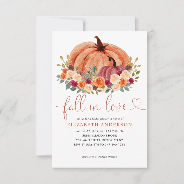 Budget Fall Love Terracotta Pumpkin Bridal Shower Note Card (Front)