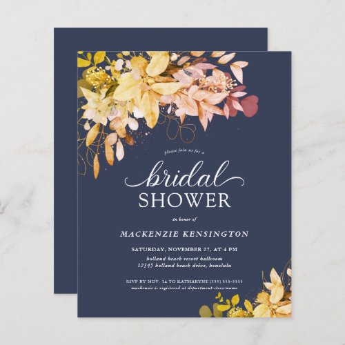 BUDGET Fall Navy Blue Gold Floral Bridal Shower
