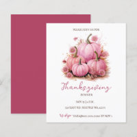 Budget Fall Pink Pumpkins Thanksgiving Invitations