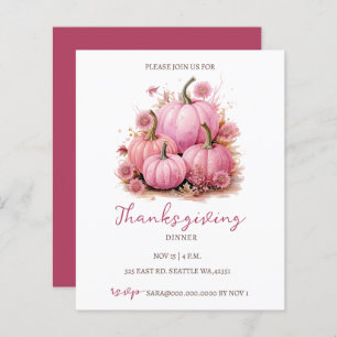 Budget Fall Pink Pumpkins Thanksgiving Invitations