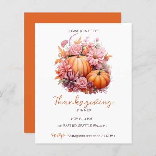 Budget Fall Pumpkins Thanksgiving Invitation
