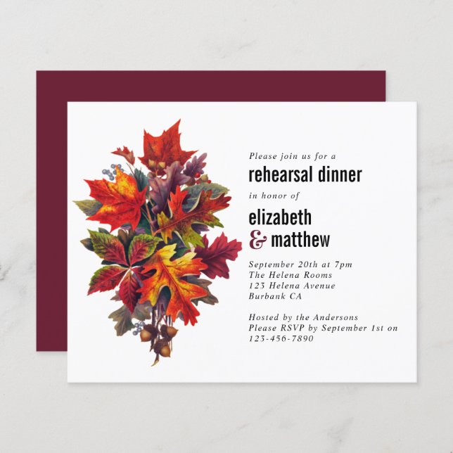 Budget Fall Rehearsal Dinner Invitation (Front/Back)
