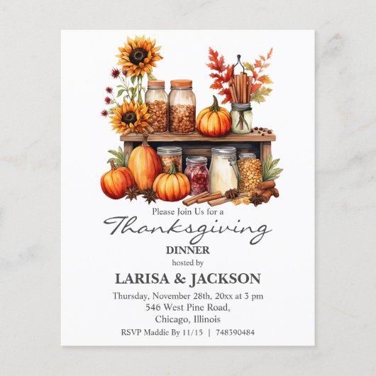 Budget Fall Richness Thanksgiving Invitation (Front)