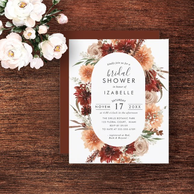 Budget Fall Terracotta Bridal Shower Invitation (Creator Uploaded)