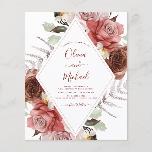 Budget Fall Wedding Autumn Floral Eucalyptus Flyer