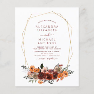Budget Fall Wedding Burgundy Eucalyptus Floral Flyer