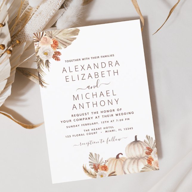 Budget Fall Wedding Pampas Grass Terracotta Flyer (Creator Uploaded)