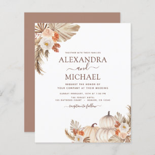 Budget Fall Wedding Pumpkin Pampas Grass