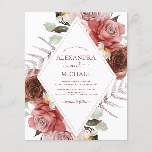 Budget Fall Wedding Terracotta Floral Autumn Flyer